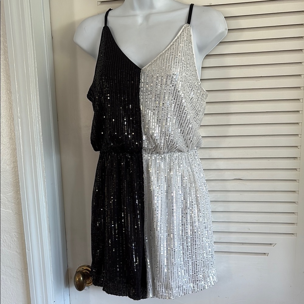 Black and White Sequin Romper